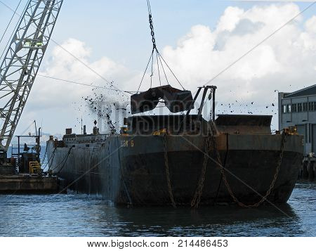 SAN FRANCISCO, CA - NOVEMBER 17: A Dredger Ship in the Pacific Oceans in San Francisco, California 2012