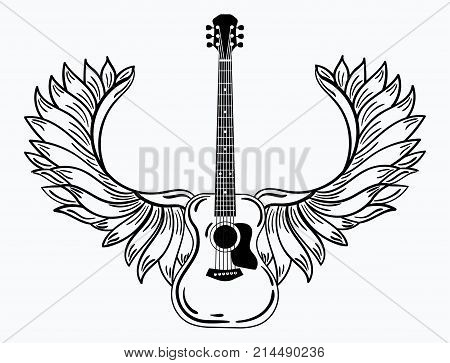 Acoustic Guitar Wings Vector & Photo (Free Trial) | Bigstock