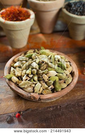 Most Expensive Spice In The World – Dried Green Cardamom Pods With Black Seeds, Used As An Ingredien