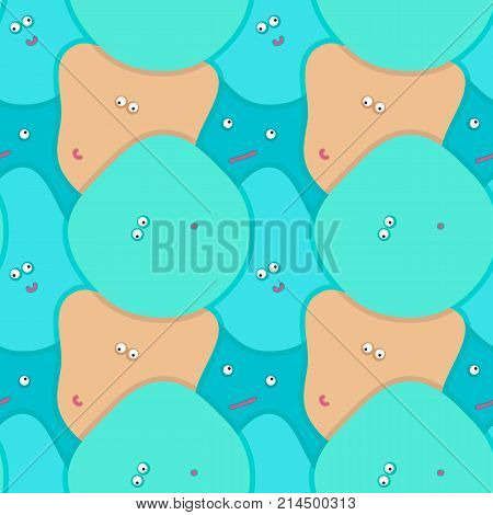 Seamless pattern funny faces. Vivid emotions, with a predominance of gentle hues.