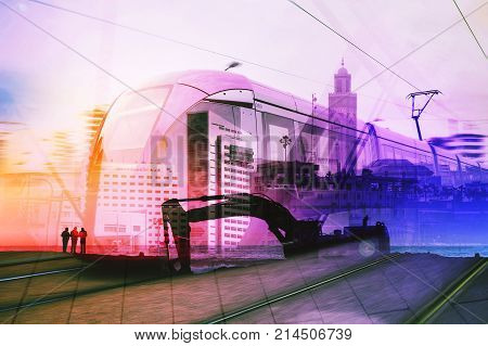 double exposure of muli colored images of casablanca - morocco