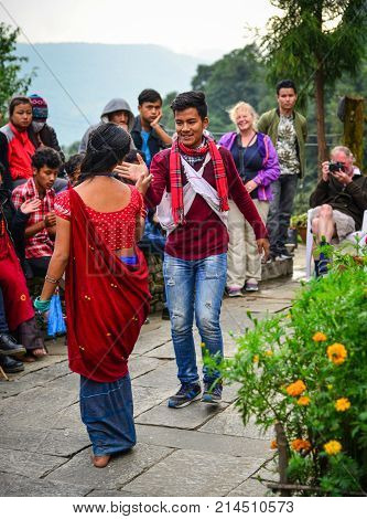 Folk Dance During Tihar Festival In Nepal