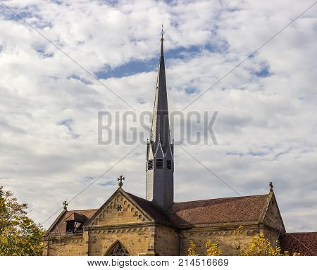 Maulbronn, Germany - oktober 19, 2017 Monastery Maulbronn from outside at a partly cloudy day