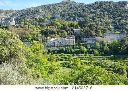 Panoramic view of Oppede-le-Vieux in Provence France