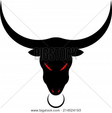 Taurus black bull head logo design template, vector isolated