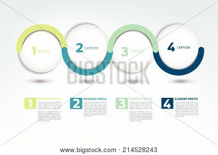 Infographic vector option banner with 4 steps. Color spheres balls bubbles. Infographic template.