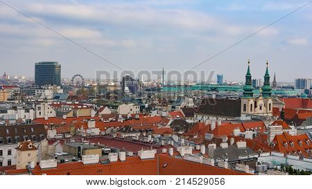 Vienna skyline, Austria. Aerial view of Vienna. Austria. Vienna Wien is the capital and largest city of Austria, and one of the 9 states of Austria