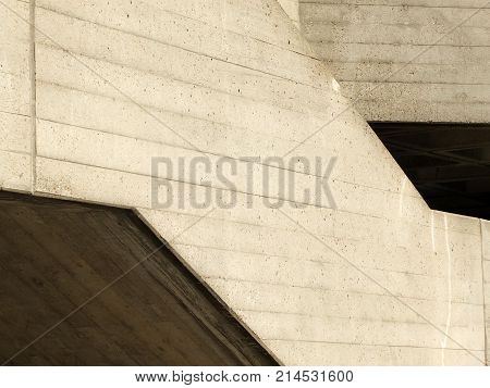 concrete walls and angled surfaces and slopes with a beton brutalist texture