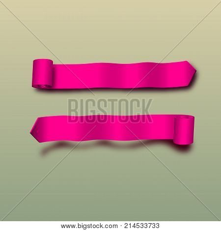 Eps 10. Pink Ribbons With Shadows On Light Background