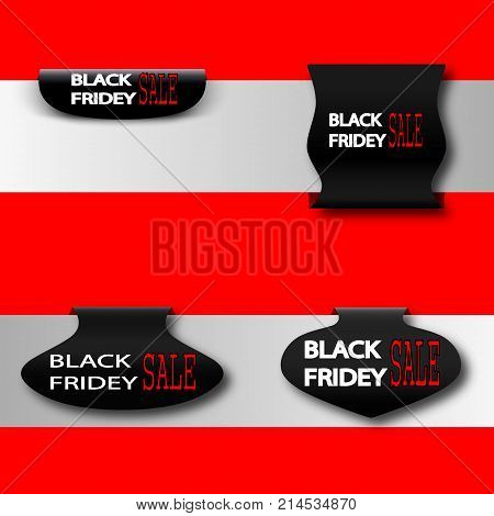 Black Realistic Curved Paper Banner. Ribbon. Black Friday Sale. Vector Illustration