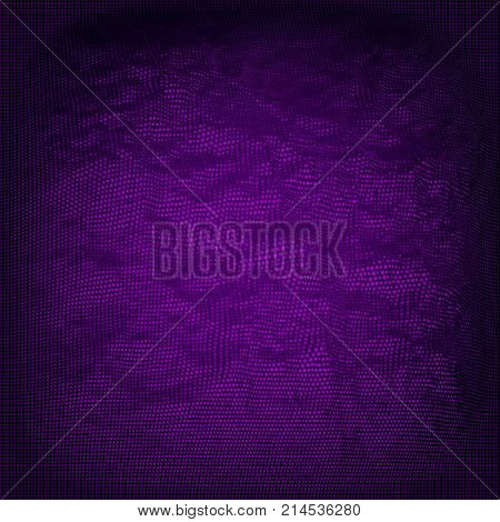 Futuristic Abstract Background. 3d Vector Illustration. Warp surface. Distortion. Fabric. Space surface. sci-fi backdrop. Dots and lines connections. Big data wireframe.