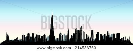 City Dubai Skyline. Uae Cityscape United Arab Emirates Urban View