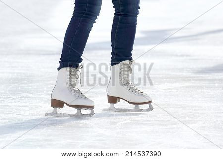 feet skating girl skating on ice rink