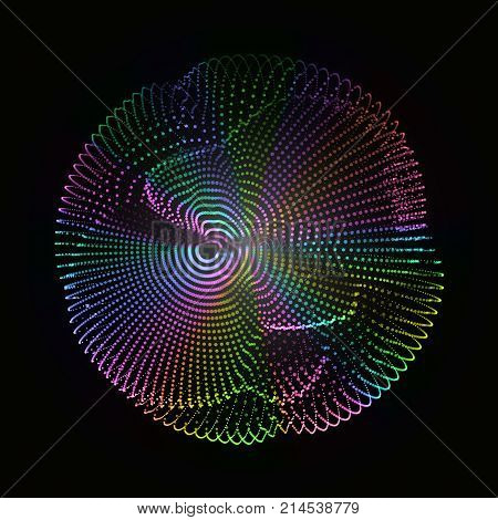 Futuristic Abstract Background. 3d Vector Illustration. Warp surface. Distortion. Fabric. Space surface. sci-fi backdrop. Dots and lines connections. Big data wireframe.