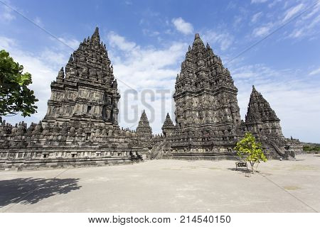 prambanan temple view in a sunny day Indonesia
