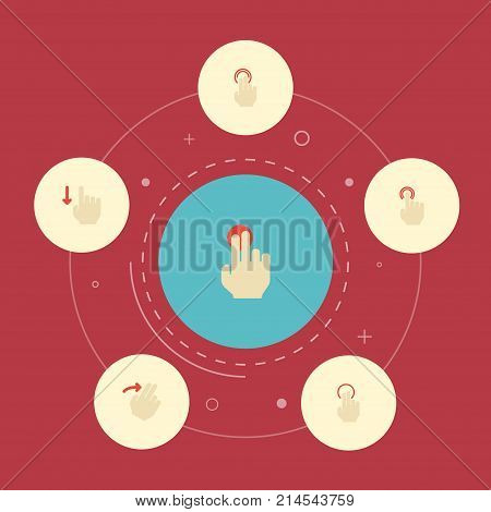Flat Icons Double Click, Single Tap, Right And Other Vector Elements
