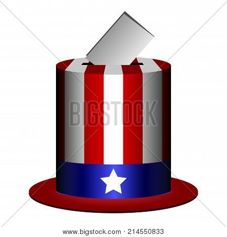 Isolated traditional hat of united states with electoral cardon a white background, vector illustration