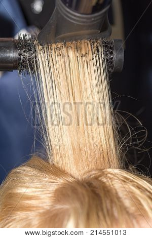 hair styling in the salon . Photos in the studio
