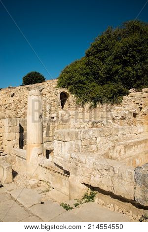 A broken column and arched entrance in Amathus Limassol Cyprus