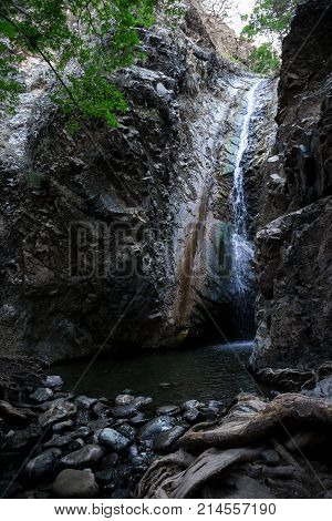 Millomeris Waterfall View In Platres Region, Cyprus