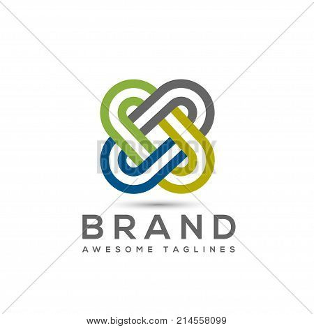 Abstract connect color business company logo. Corporate identity design element. Social media, internet, network integrate, technology interaction concept