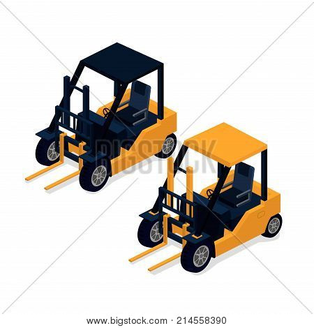 Isometric 3D Vector Illuctration Forklift Truck Transportation