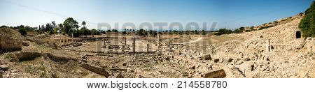 Panorama of Amathus ancient city archaeological site in Limassol Cyprus