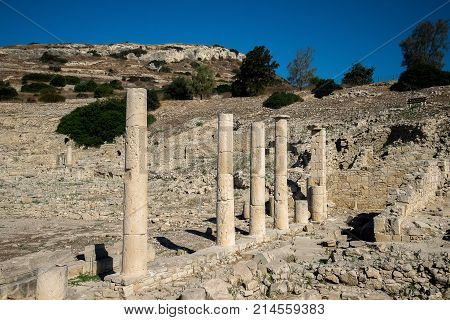 Remaining Columns In Amathus Ancient City Site In Limassol