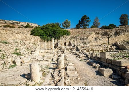 A Long Road Along Broken Columns To An Arched Door At The End In Amathus, Limassol