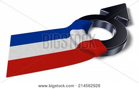 male symbol and flag of schleswig-holstein - 3d rendering