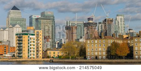 LONDON, UK - October 17th, 2017: Canary Wharf business district in London