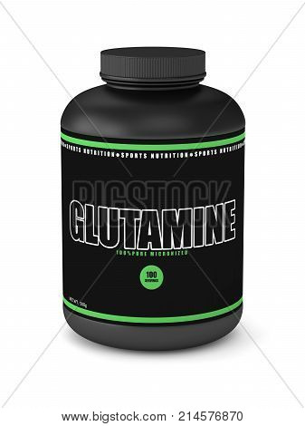 3D Render Of Glutamine Jar Over White