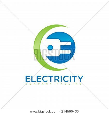 3D style electric logo. Connection of electric devices.Gradient color logo. Vector illustration.