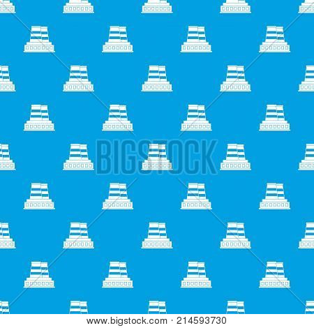 Manufacturing plant pattern repeat seamless in blue color for any design. Vector geometric illustration