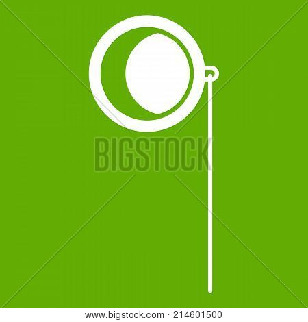 Monocle icon white isolated on green background. Vector illustration