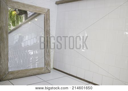 Minimal style interior decorated with mirror stock photo