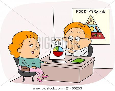 Illustrazione di un dietista al lavoro