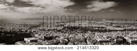 Athens skyline panorama viewed from Mt Lykavitos with Acropolis, Greece.