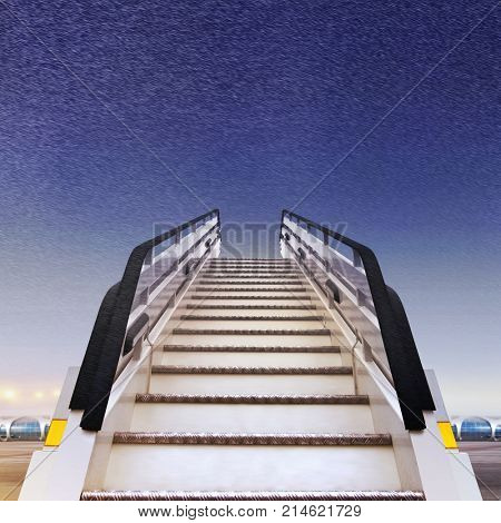 frontal view of white ramp in airport at winter