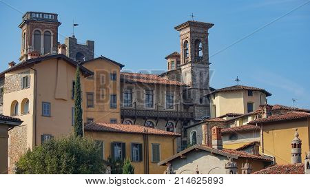 Panorama of old Bergamo, Italy. Bergamo, also called La Citt dei Mille, The City of the Thousand , is a city in Lombardy, northern Italy, about 40 km northeast of Milan