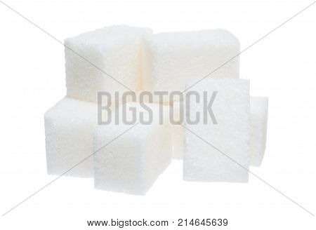 Group of sugar  cubes isolated on white background