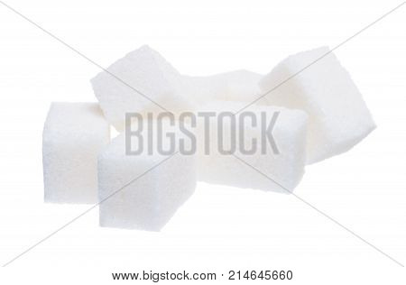 Group of sugar  cubes isolated on white background