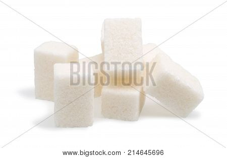 Group of sugar  cubes isolated on white background