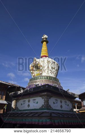 Tibetan style stupa in Shangrila old town , Yunnan China