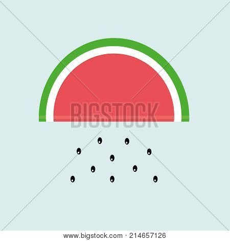Watermelon with rain. Food icon vector illustration.
