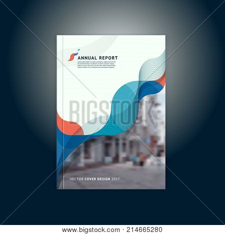 Abstract cover design, business brochure template, layout, report, magazine or booklet in A4 coral turquoise waves dynamic blurred, soft lines and smooth forms. Vector.