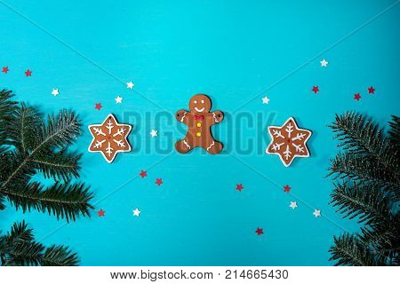 Christmas background on the white wooden desk