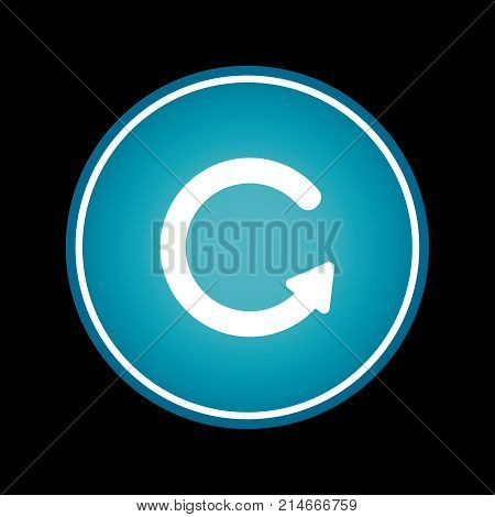 Reload refresh button blue vector icon symbol. Black background