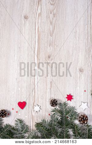Christmas background on the white wooden desk