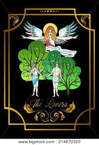 the illustration - card for tarot - the lovers.